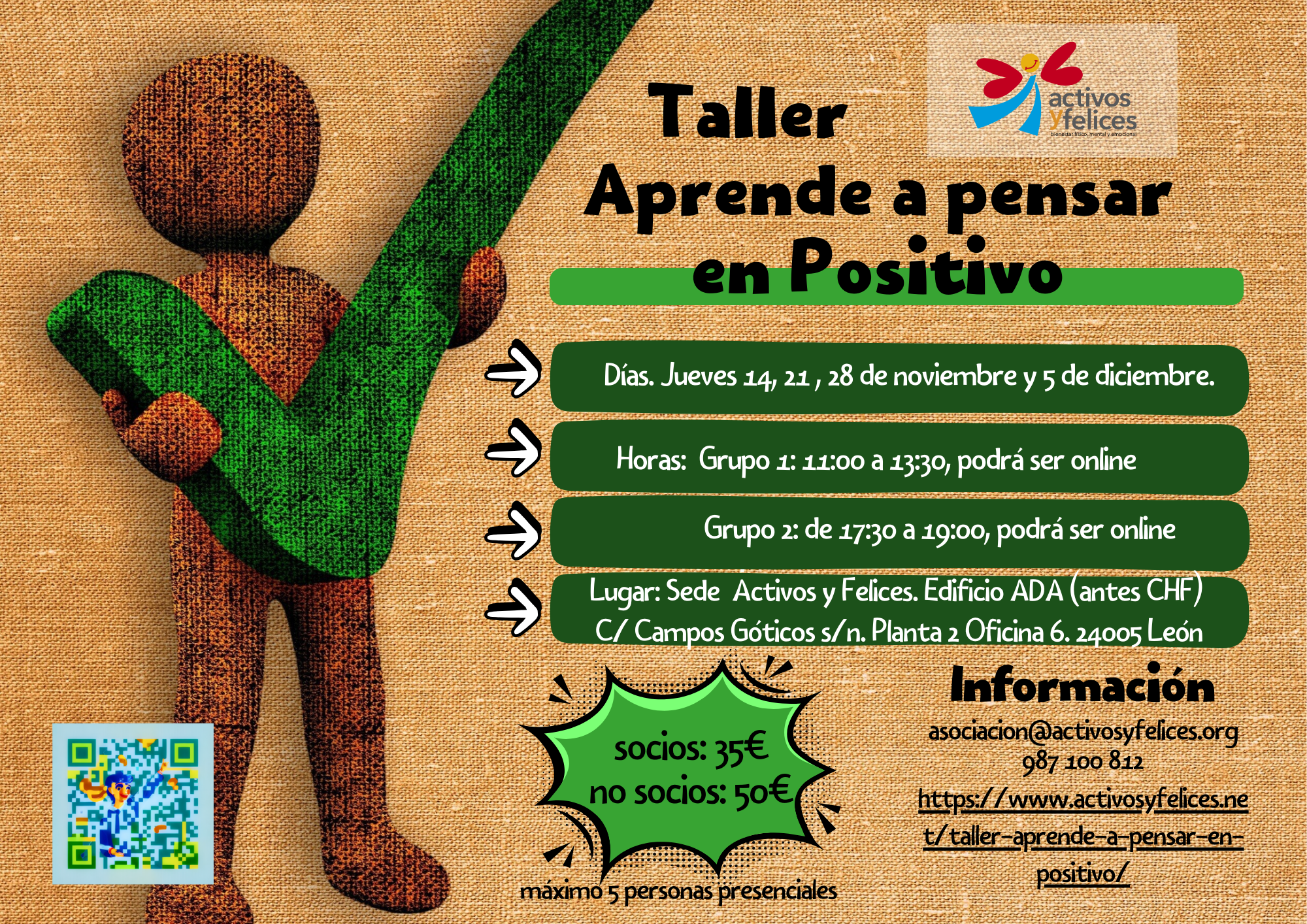 Exito de participación en el «Taller Aprende a Pensar en Positivo»