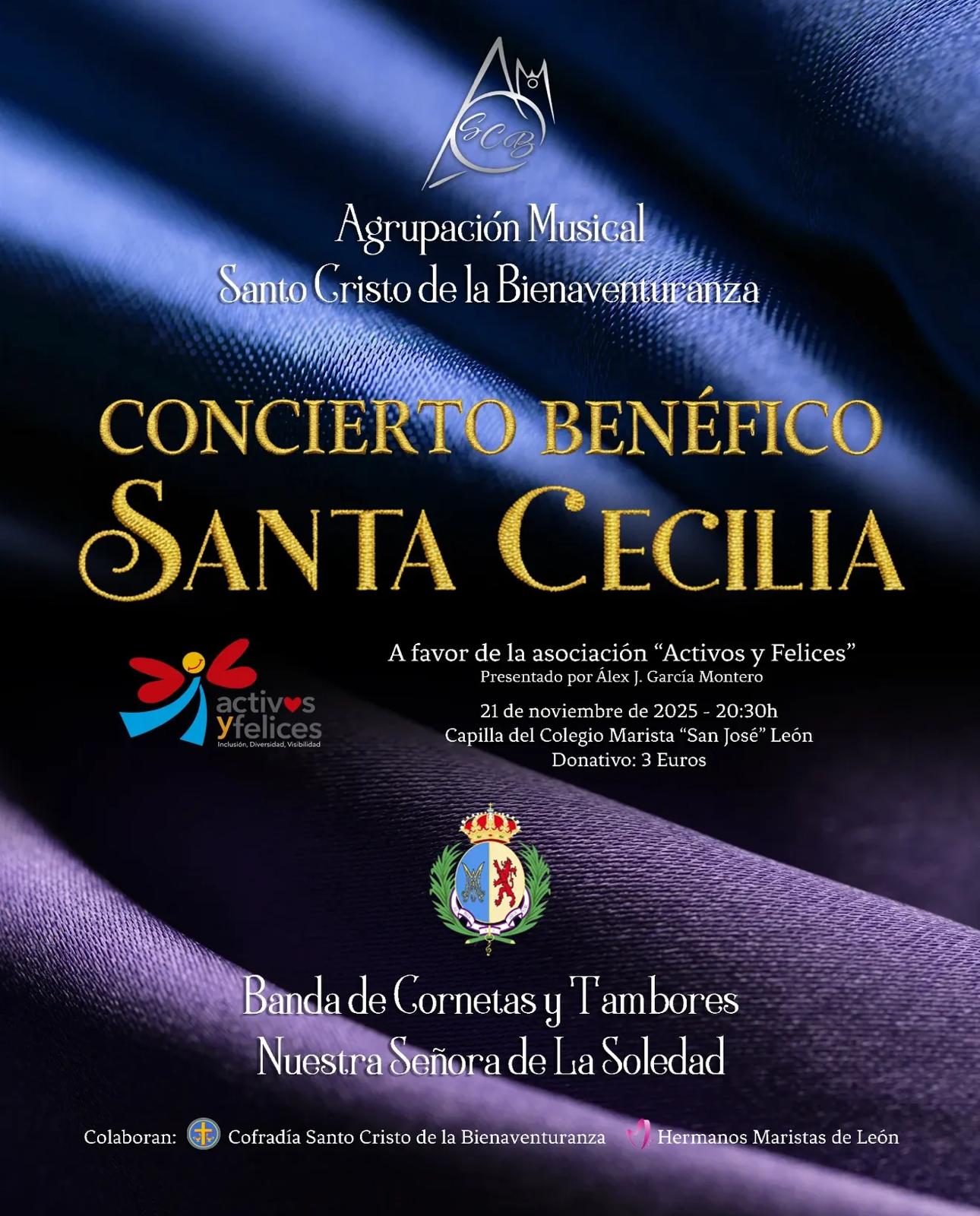 La Agrupación Musical Santo Cristo de la Bienaventuranza y la Banda de Cornetas y Tambores de Nuestra Señora de la Soledad ofrecen un concierto solidario a favor de Activos y Felices