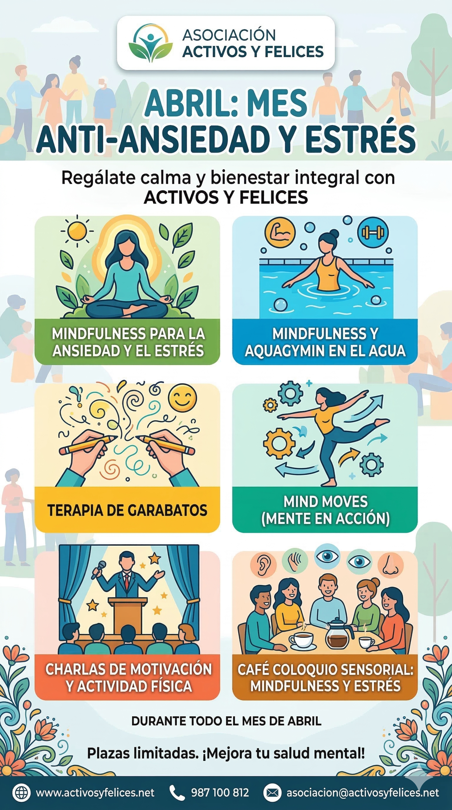 Programa Abril 2026: Mes Anti-Ansiedad y Estrés con la Asociación Activos y Felices