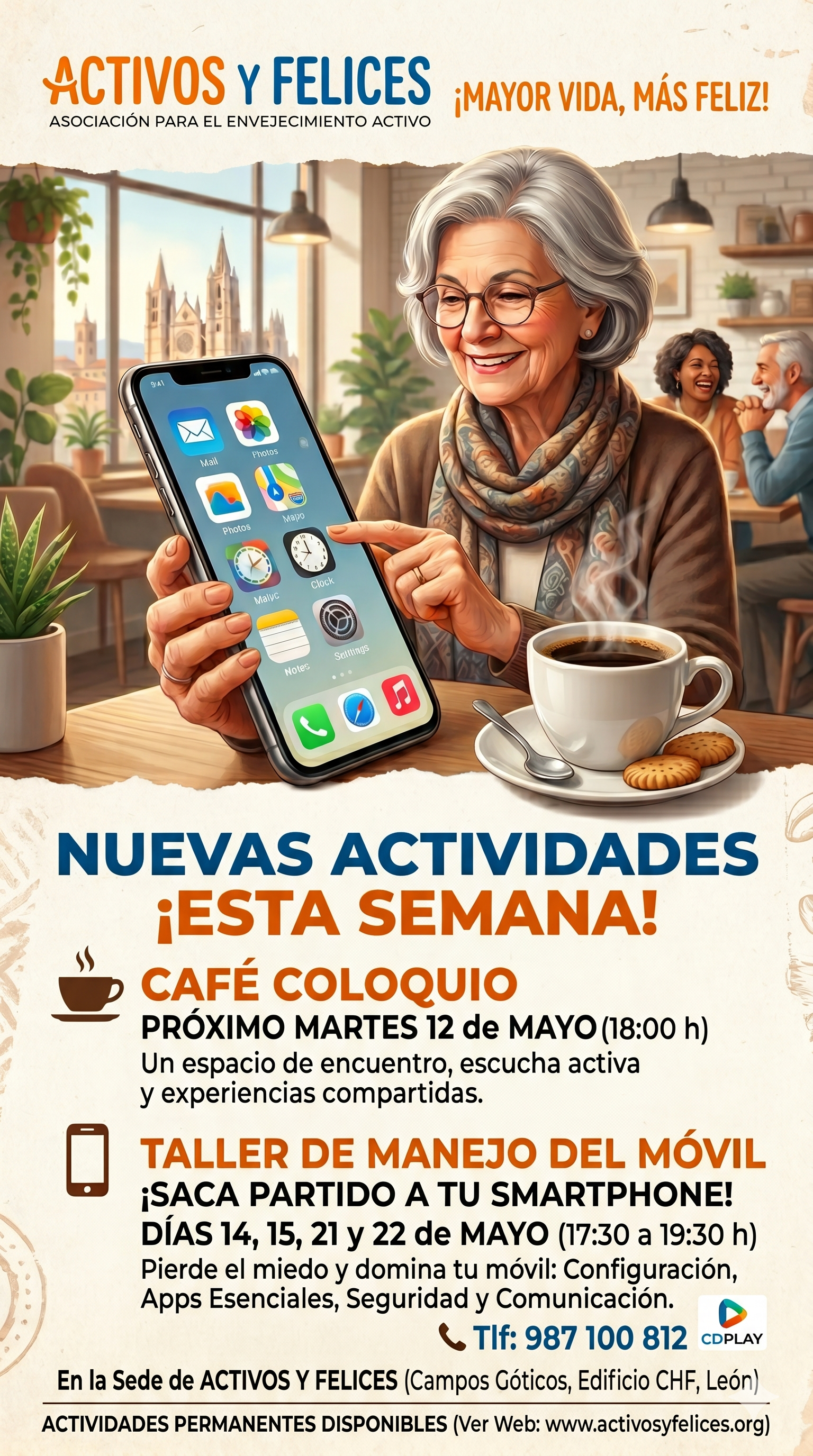 Activos y Felices abre mayo con IA, movilidad y café